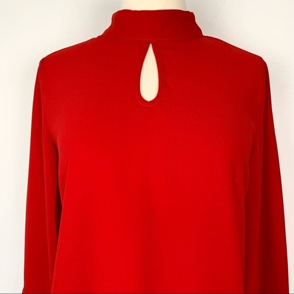 NWT Patrizia Luca Red Ruffle Flare Sleeve Blouse - Picture 3 of 8